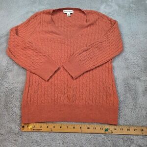 Vtg Banana Republic Wool Cashmere Sweater Womens S Cable Knit VNeck Italian Yarn